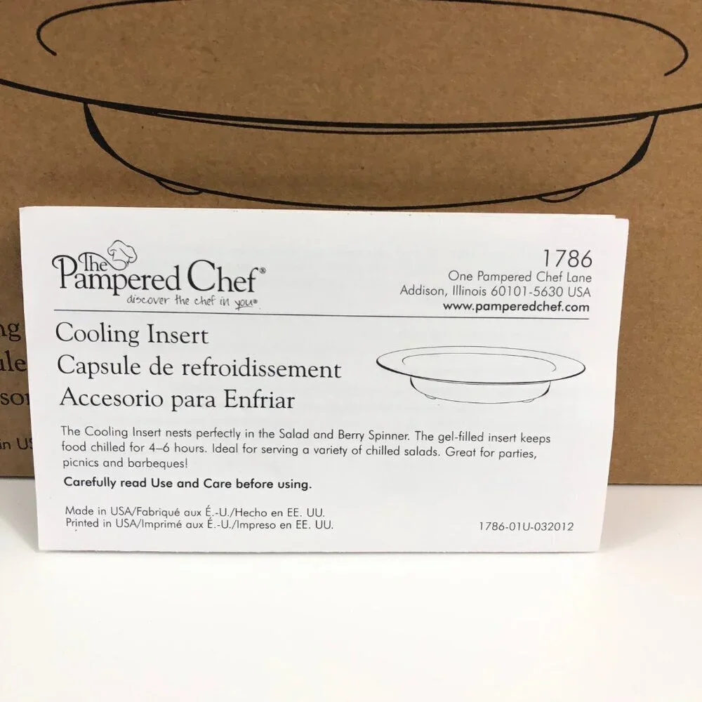The Pampered Chef Cooling Insert New In Box